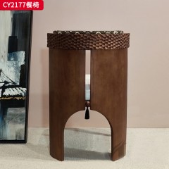 千匠一品 美式复古风格 白蜡木+泰迪绒 时尚优雅餐椅CY2177-J