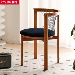 千匠一品 美式复古风格 白蜡木+坐垫（西皮  布面） 时尚优雅餐椅CY2182  CY2182B-J