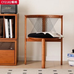 千匠一品 美式复古风格 白蜡木+坐垫（西皮  布面） 时尚优雅餐椅CY2182  CY2182B-J