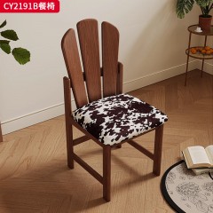 千匠一品 美式复古风格 白蜡木实木腿+提花面料+软包坐垫 时尚优雅餐椅CY2191B-J