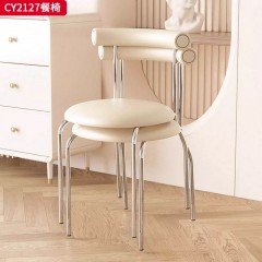千匠一品 美式复古风格 不锈钢腿+西皮软包 时尚优雅餐椅CY2127-L