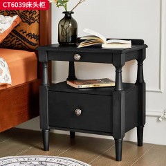 千匠一品 中古风美式复古风格 框架：主材进口白蜡木+辅材：多层实木夹板 时尚优雅床头柜CT6039-L