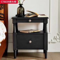 千匠一品 中古风美式复古风格 框架：主材进口白蜡木+辅材：多层实木夹板 时尚优雅床头柜CT6039-L