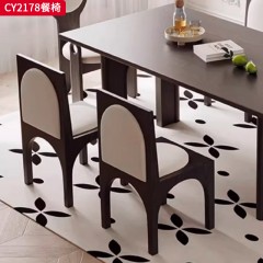 千匠一品 中古风美式复古风格 白蜡木+泰迪绒面料坐垫 时尚优雅餐椅CY2178-L