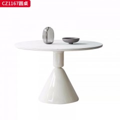 千匠一品 中古风美式复古风格 12mm岩板+15mm底板+玻璃钢桌腿 时尚优雅圆桌CZ1167-L