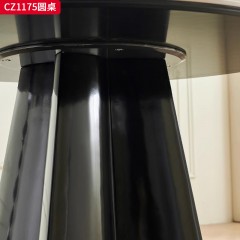 千匠一品 中古风美式复古风格 12mm岩板+15mm底板+钢化玻璃桌腿 时尚优雅圆桌CZ1175-L