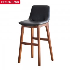 千匠一品 美式复古风格 白蜡木实木腿+高回弹+西皮坐垫 时尚大气吧台椅CY2186-J