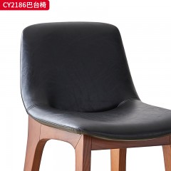 千匠一品 美式复古风格 白蜡木实木腿+高回弹+西皮坐垫 时尚大气吧台椅CY2186-J