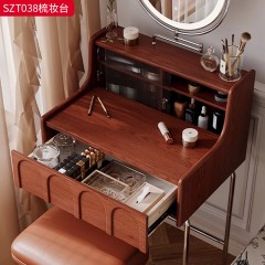 千匠一品 美式复古风格 框架：主材进口白蜡木+辅材：多层实木夹板+长虹玻璃 时尚大气梳妆台SZT038-J