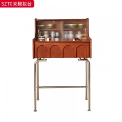 千匠一品 美式复古风格 框架：主材进口白蜡木+辅材：多层实木夹板+长虹玻璃 时尚大气梳妆台SZT038-J