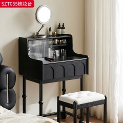 千匠一品 中古风格 框架：主材进口白蜡木+辅材：多层实木夹板 时尚大气梳妆台SZT055-J