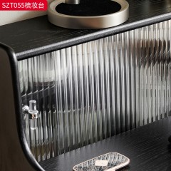千匠一品 中古风格 框架：主材进口白蜡木+辅材：多层实木夹板 时尚大气梳妆台SZT055-J