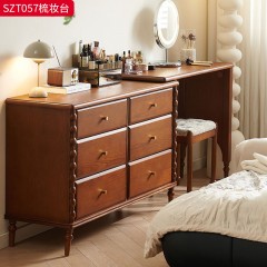 千匠一品 美式复古风格 框架：主材进口白蜡木+辅材：多层实木夹板 时尚大气梳妆台SZT057-J