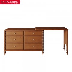 千匠一品 美式复古风格 框架：主材进口白蜡木+辅材：多层实木夹板 时尚大气梳妆台SZT057-J
