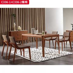 千匠一品 意式风格 布艺面料+白蜡木 时尚大气餐椅C336-1/C336-2-L