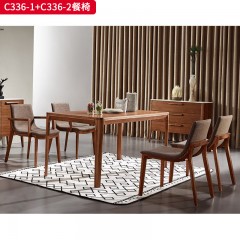 千匠一品 意式风格 布艺面料+白蜡木 时尚大气餐椅C336-1/C336-2-L