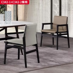 千匠一品 意式风格 PU面料+白蜡木 时尚大气餐椅C342-1/C342-2-L