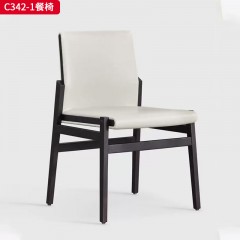 千匠一品 意式风格 PU面料+白蜡木 时尚大气餐椅C342-1/C342-2-L