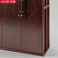 千匠一品 新中式风格 黄檀木  乌金木+乌金木 时尚大气四门衣柜812C-J
