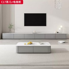 千匠一品 意式风格 E1级环保板材+烤漆柜体+岩板 时尚大气电视柜/茶几C17-L