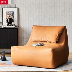 千匠一品 现代风格 优质皮革面料+松木框架+高回弹海绵+羽绒包 时尚大气休闲椅B09-J