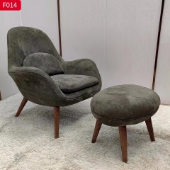 千匠一品 现代风格 绒布+弯板+高密度海绵+实木脚 时尚大气休闲椅F014-L