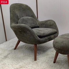 千匠一品 现代风格 绒布+弯板+高密度海绵+实木脚 时尚大气休闲椅F014-L
