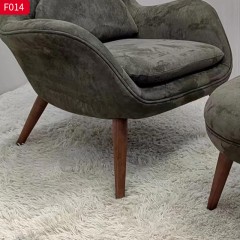 千匠一品 现代风格 绒布+弯板+高密度海绵+实木脚 时尚大气休闲椅F014-L