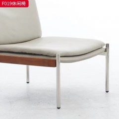 千匠一品 现代风格 优质硅胶皮   真皮+白蜡木+高回弹海绵+五金框架 时尚大气休闲椅F019-L