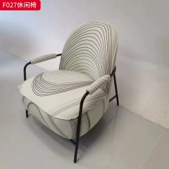 千匠一品 现代风格 优质布艺面料+高密度海绵+不锈钢五金+弯板 时尚大气休闲椅F027-L