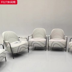千匠一品 现代风格 优质布艺面料+高密度海绵+不锈钢五金+弯板 时尚大气休闲椅F027-L