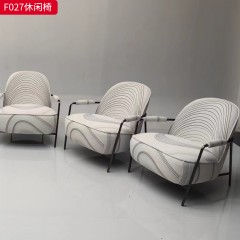 千匠一品 现代风格 优质布艺面料+高密度海绵+不锈钢五金+弯板 时尚大气休闲椅F027-L