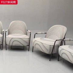 千匠一品 现代风格 优质布艺面料+高密度海绵+不锈钢五金+弯板 时尚大气休闲椅F027-L