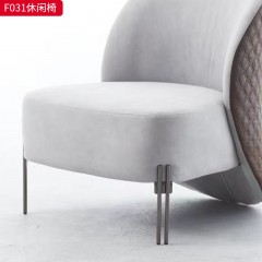 千匠一品 现代风格 优质布艺面料+高密度海绵+定型弯板+五金脚 时尚大气休闲椅F031-L