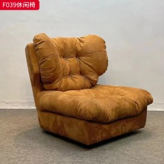 千匠一品 现代风格 优质布艺面料+高密度海绵+羽绒包+木框架+五金脚架 时尚大气休闲椅F039-L