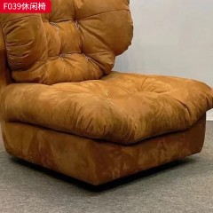 千匠一品 现代风格 优质布艺面料+高密度海绵+羽绒包+木框架+五金脚架 时尚大气休闲椅F039-L