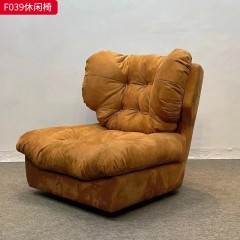 千匠一品 现代风格 优质布艺面料+高密度海绵+羽绒包+木框架+五金脚架 时尚大气休闲椅F039-L