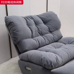 千匠一品 现代风格 优质布艺面料+高密度海绵+羽绒包+木框架+五金架 时尚大气休闲椅F039电动-L