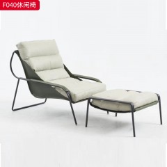 千匠一品 现代风格 马鞍皮+羽绒包+碳素钢 时尚大气休闲椅F040-L