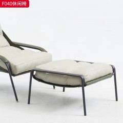 千匠一品 现代风格 马鞍皮+羽绒包+碳素钢 时尚大气休闲椅F040-L