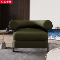 千匠一品 现代风格 羊羔毛+高密度海绵+皮革+碳素钢+松木框架+多层实木板 时尚大气单椅F182-L