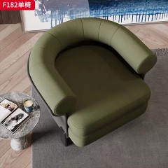 千匠一品 现代风格 羊羔毛+高密度海绵+皮革+碳素钢+松木框架+多层实木板 时尚大气单椅F182-L