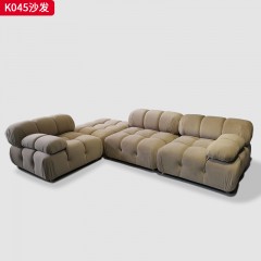 千匠一品 现代风格 网红款沙发变色龙沙发 奶牛绒+高回弹海绵+木框架+不锈钢五金+红木脚 时尚大气沙发K045-L