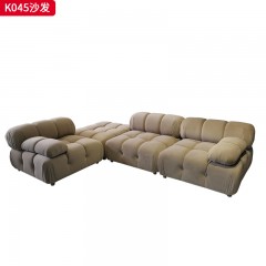 千匠一品 现代风格 网红款沙发变色龙沙发 奶牛绒+高回弹海绵+木框架+不锈钢五金+红木脚 时尚大气沙发K045-L
