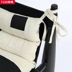 千匠一品 现代风格 棉麻布+羽绒包+白蜡木 时尚大气休闲椅F169-L