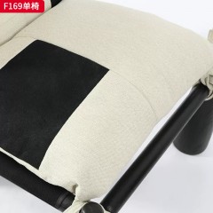 千匠一品 现代风格 棉麻布+羽绒包+白蜡木 时尚大气休闲椅F169-L