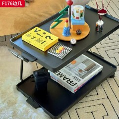千匠一品 现代风格 实木+不锈钢 时尚大气边几F176-L