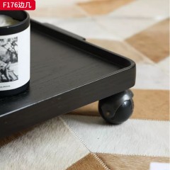 千匠一品 现代风格 实木+不锈钢 时尚大气边几F176-L