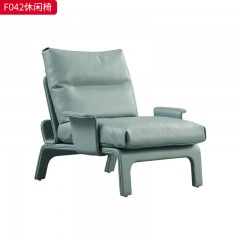 千匠一品 现代风格 优质皮革+羽绒包+弯板 时尚大气休闲椅F042-L