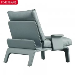 千匠一品 现代风格 优质皮革+羽绒包+弯板 时尚大气休闲椅F042-L